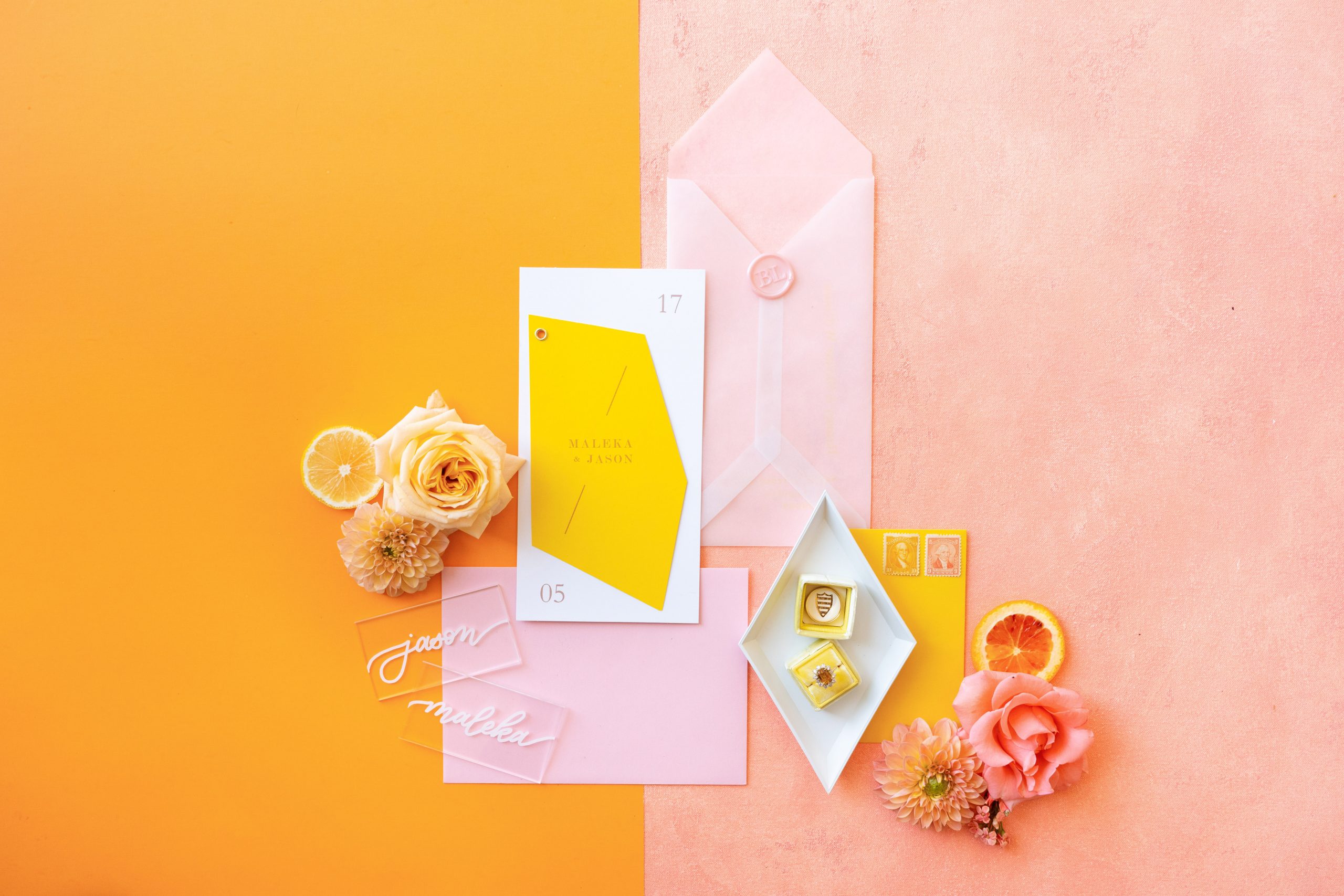 Creative Engagement Party Ideas Of Citrus Colored Invitations