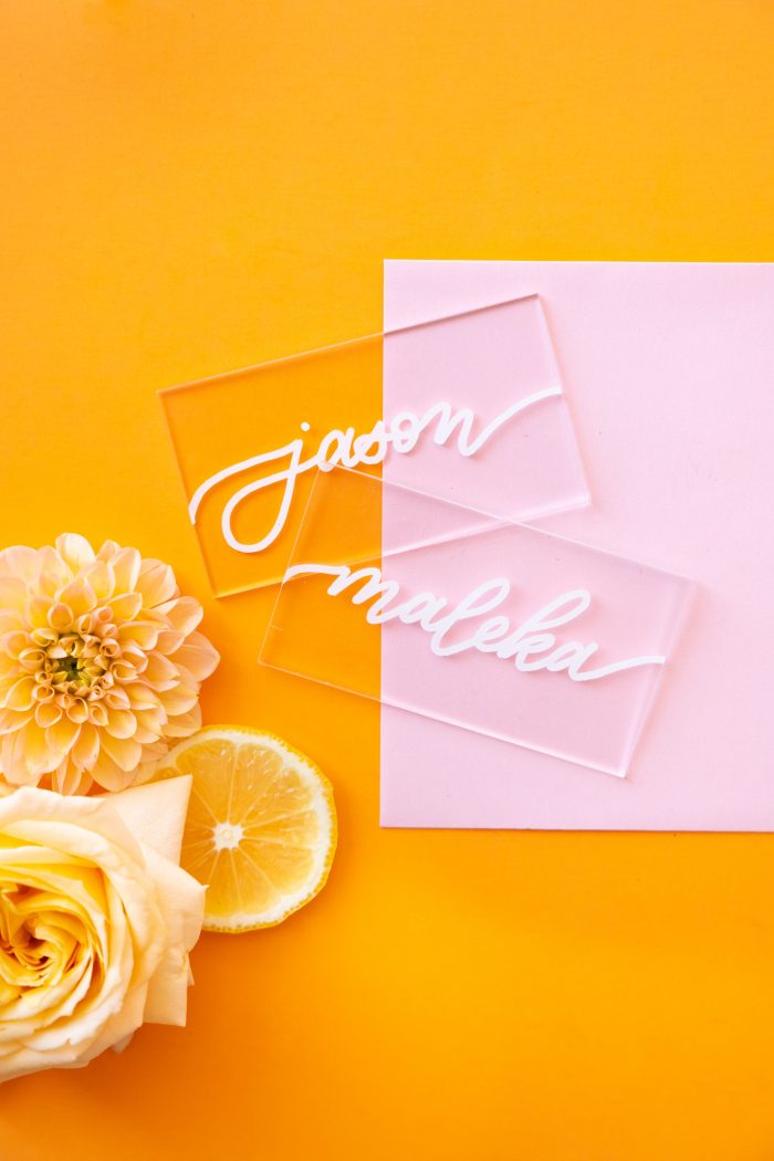 Transparent Name Blocks for Bride and Groom