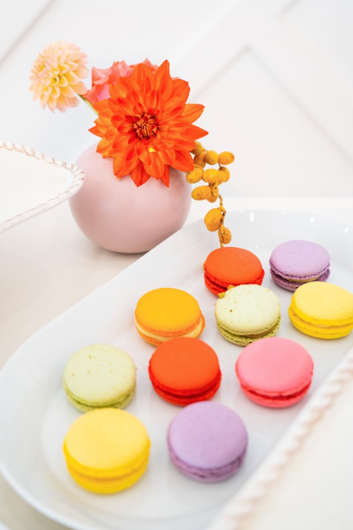 Vibrant Colorful Macaroons at Reception of Citrus Wedding