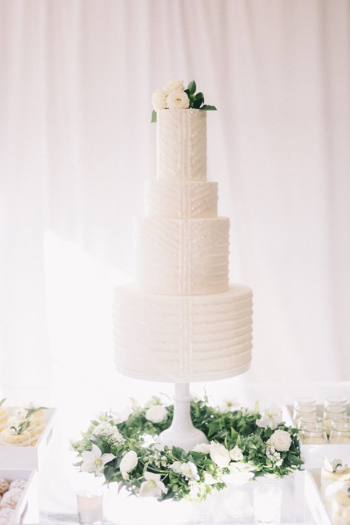 White Modern Wedding Cake with Clean Geometric Details