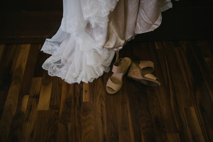 Wedding Shoe Ideas from Real Bride Wearing Brown Wedges
