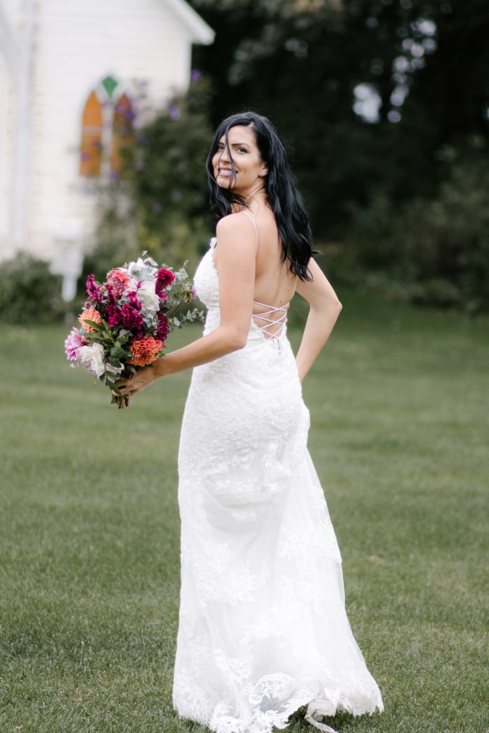 Real Bride Wearing Country Chic Wedding Dress Bristol by Sottero and Midgley