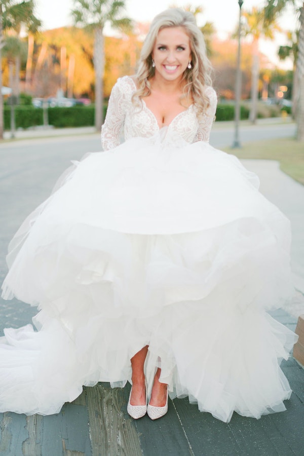 White Wedding Shoe Ideas from Real Bride Wearing Ball Gown Wedding Dress Called Mallory Dawn by Maggie Sottero