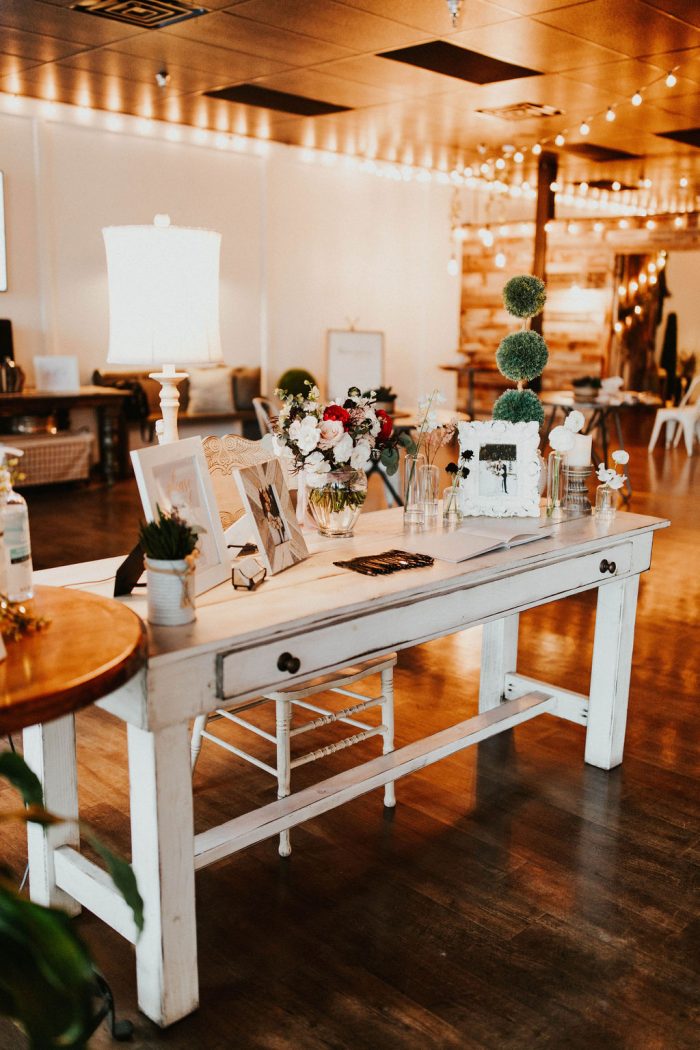 Rustic Winter Wedding Details on Table with Guest Book
