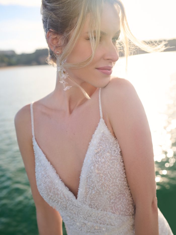 Bride In Beaded A-Line Wedding Dress Called Topaz By Sottero And Midgley
