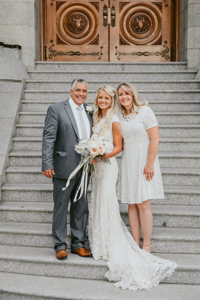 Real Bride with Mother and Father at Real Wedding