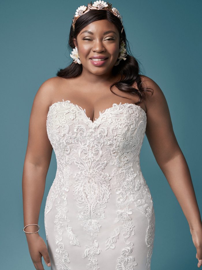 Plus Size, Curvy Fit Fit and Flare Lace Wedding Dress, Corset Back