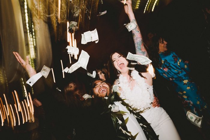 Real Bride and Groom Celebrating After Getting Married