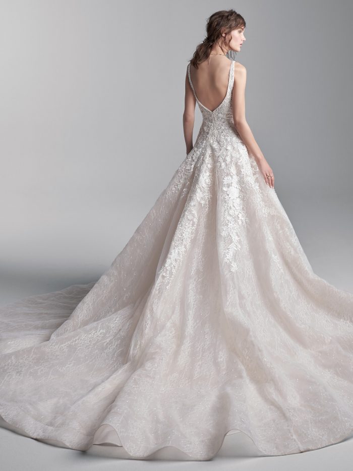 Model Wearing Lightweight Ball Gown Wedding Dress Called Grant by Sottero and Midgley