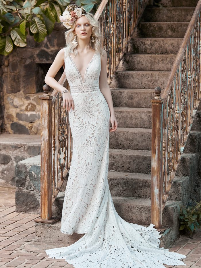 Wedding Dress Styles For Body Types For Brides With A Fuller Chest Wearing A Dress Called Burke By Maggie Sottero