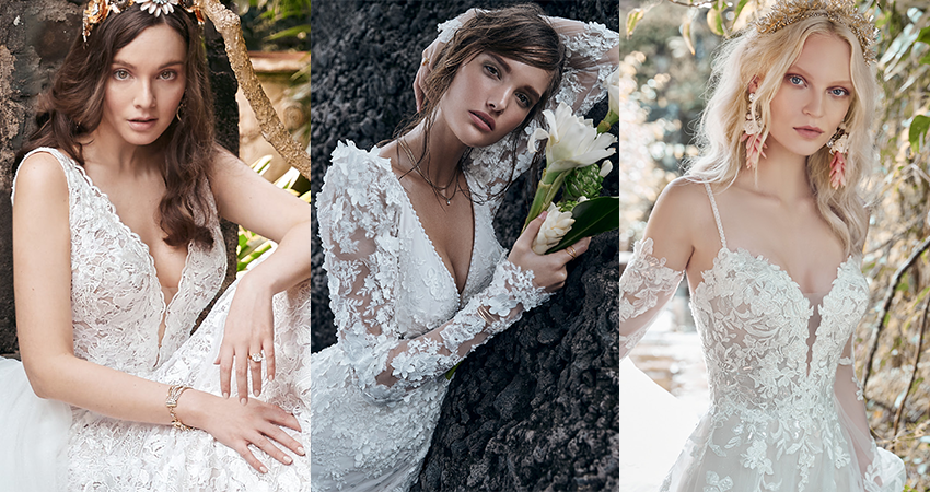 Collage of Models Wearing Floral Wedding Dresses for Your Whimsical Celebration