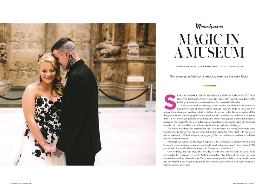 Magical Museum Wedding with a Black and Ivory Wedding Dress
