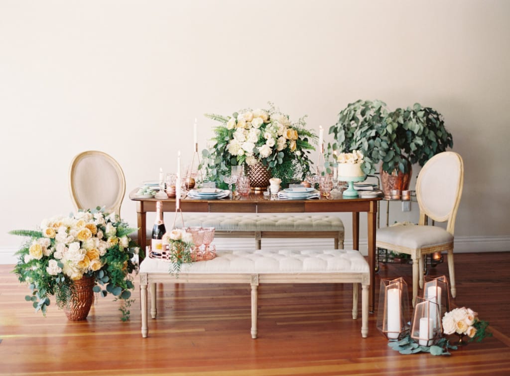 rose gold wedding tablescape