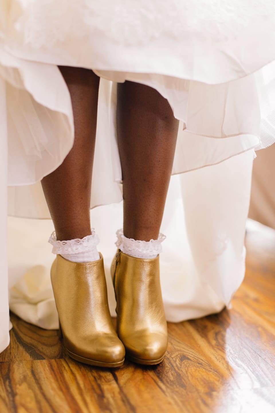 English-countryside Wedding with Gold Booties - Maggie Bride Kay wearing Boston by Maggie Sottero