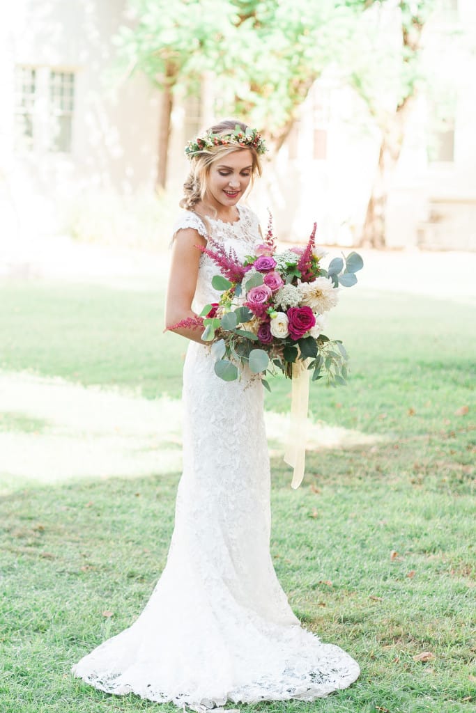 elegant and whimsical garden wedding featuring Trudy by Maggie Sottero