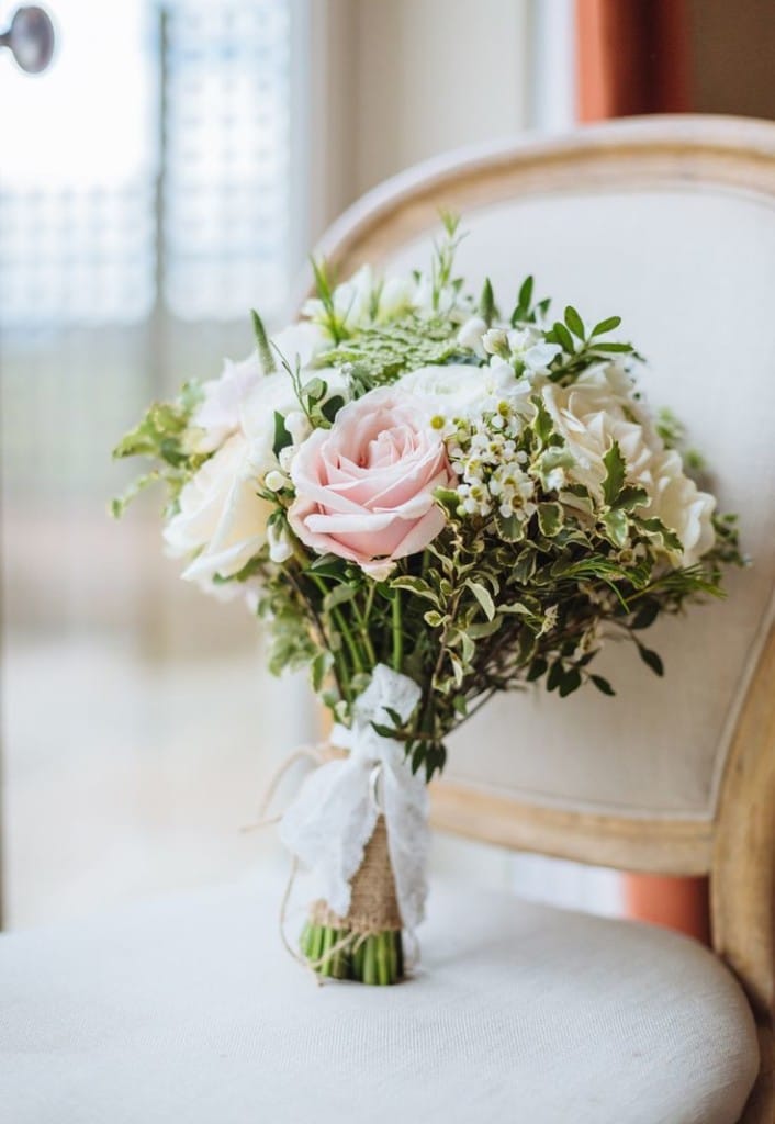 Wedding Bouquet with Pink Roses