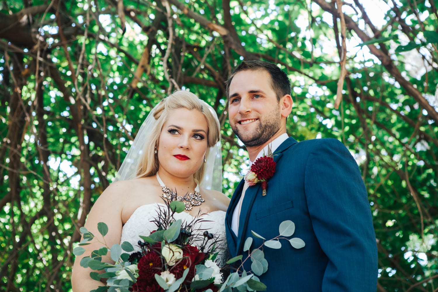 Maggie Bride, Christy, wore our Chesney gown: Christy and James’ Chemistry-themed Wedding