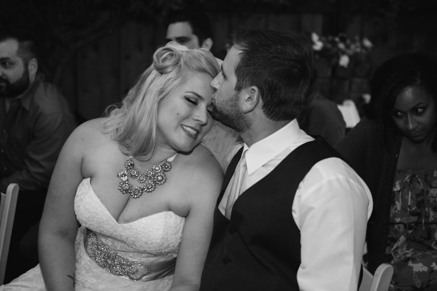 Maggie Bride, Christy, wore our Chesney gown: Christy and James’ chemistry-themed wedding