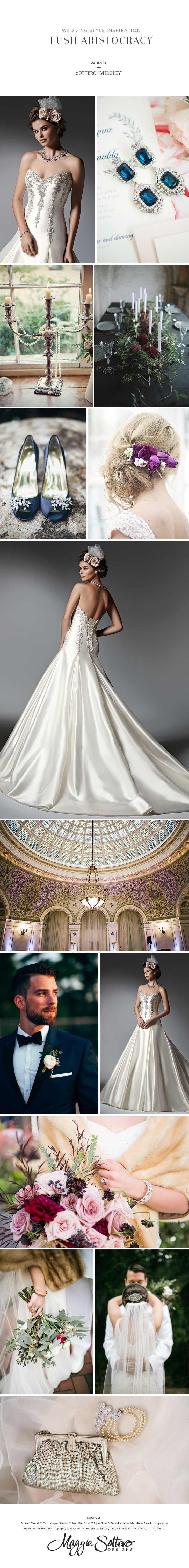 Luxe Romance Anna Karenina-Inspired Wedding Board: Victorian Wedding inspiration featuring Vanessa by Sottero and Midgley
