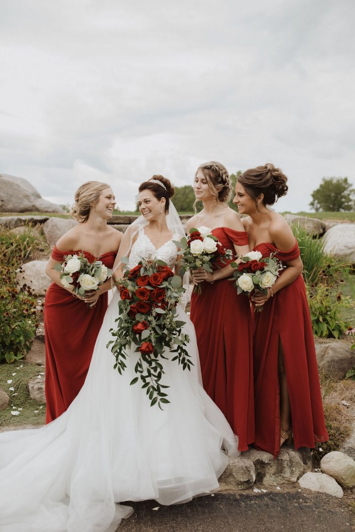Real Bride Standing with Bridesmaids