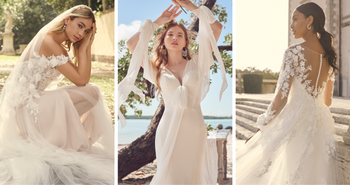 Collage of Brides Wearing International Wedding Dress Trends by Maggie Sottero for Fall 2021