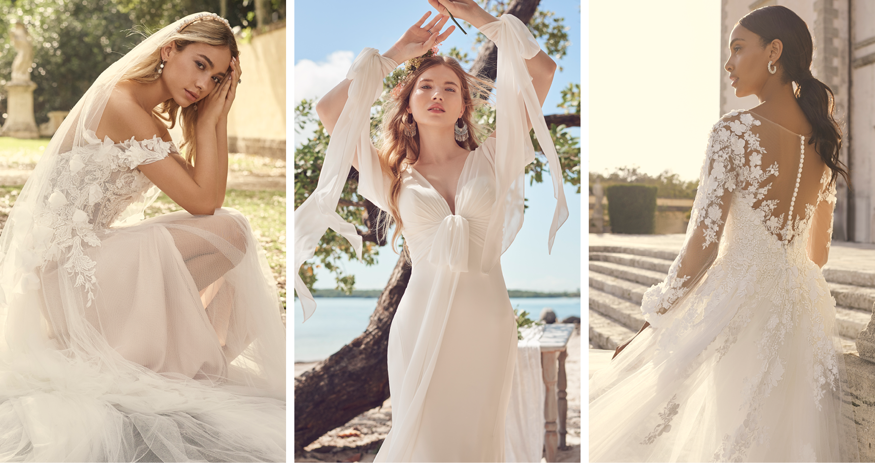 Collage of Brides Wearing International Wedding Dress Trends by Maggie Sottero for Fall 2021