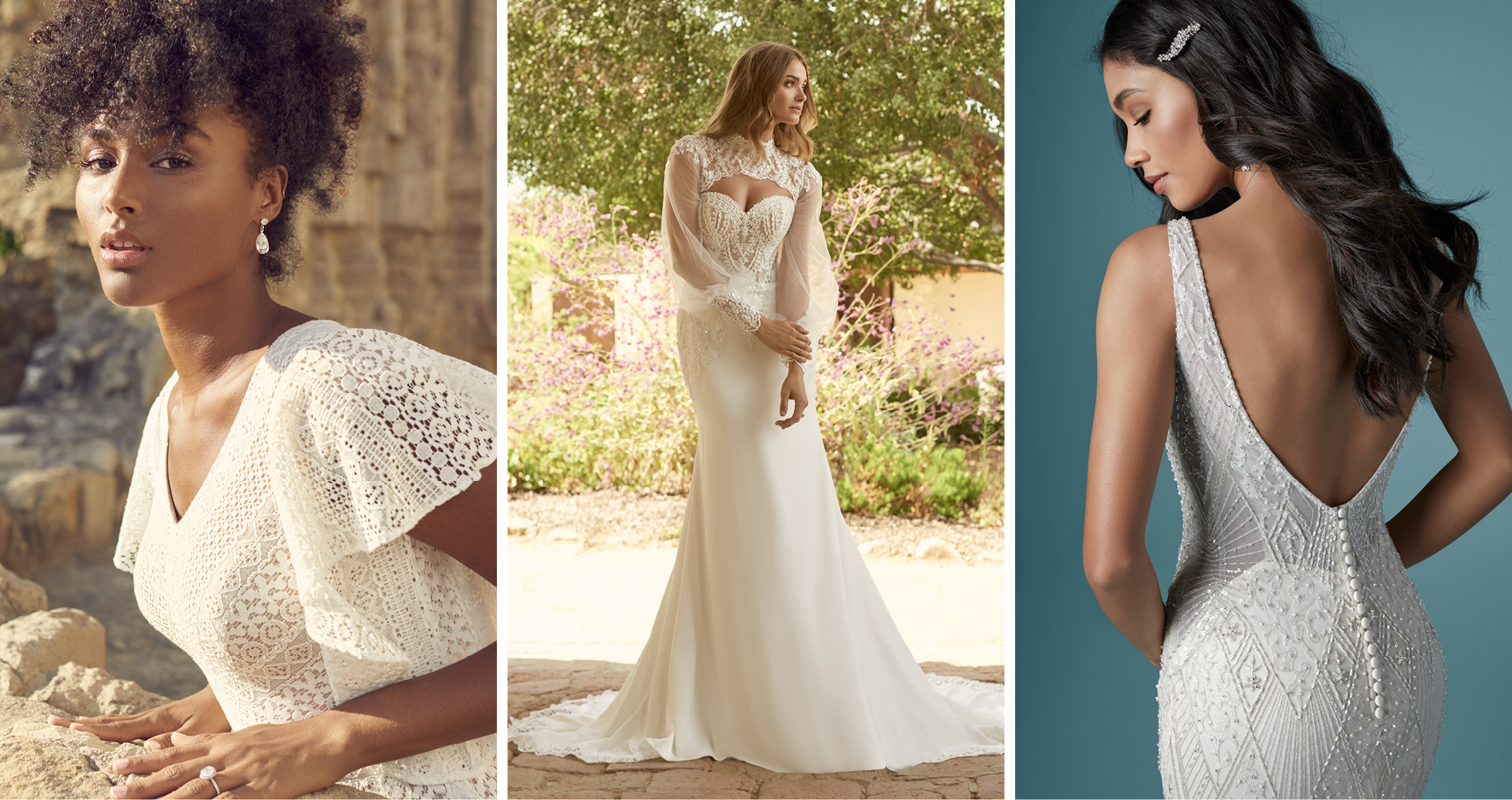 Collage of Maggie Sottero Vintage Style Wedding Dresses