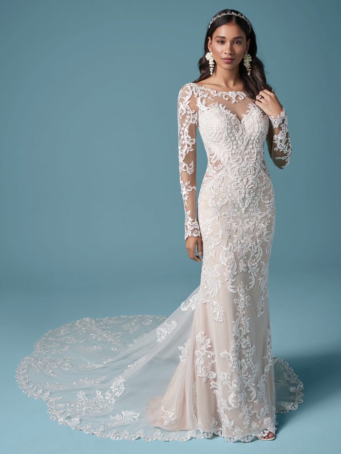 Illusion Lace Sleeve Sheath Bridal Dress Called Lydia Anne by Maggie Sottero