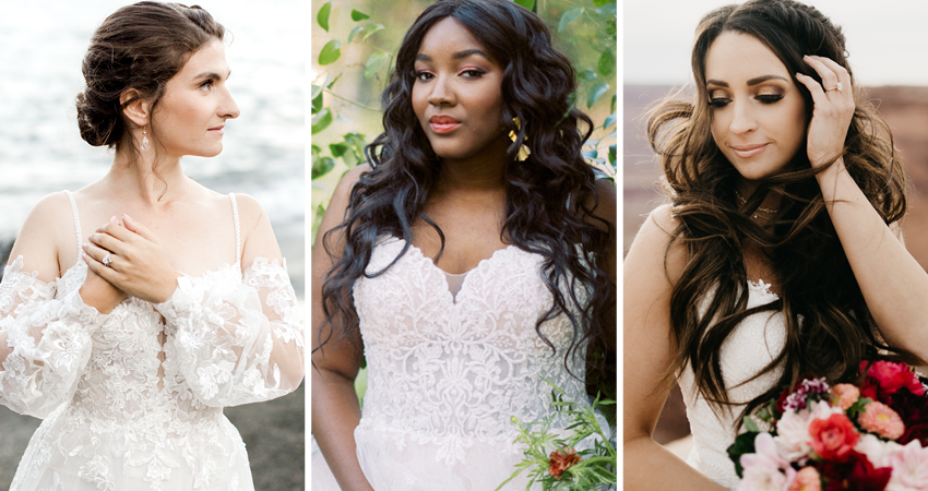 Collage of Brides Wearing Wedding Makeup Looks Inspired by Their Real Weddings