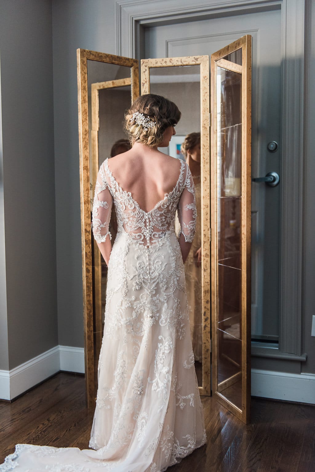 Winter-Wonderland Wedding Infused with Southern Charm: Maggie Bride wearing Verina by Maggie Sottero.