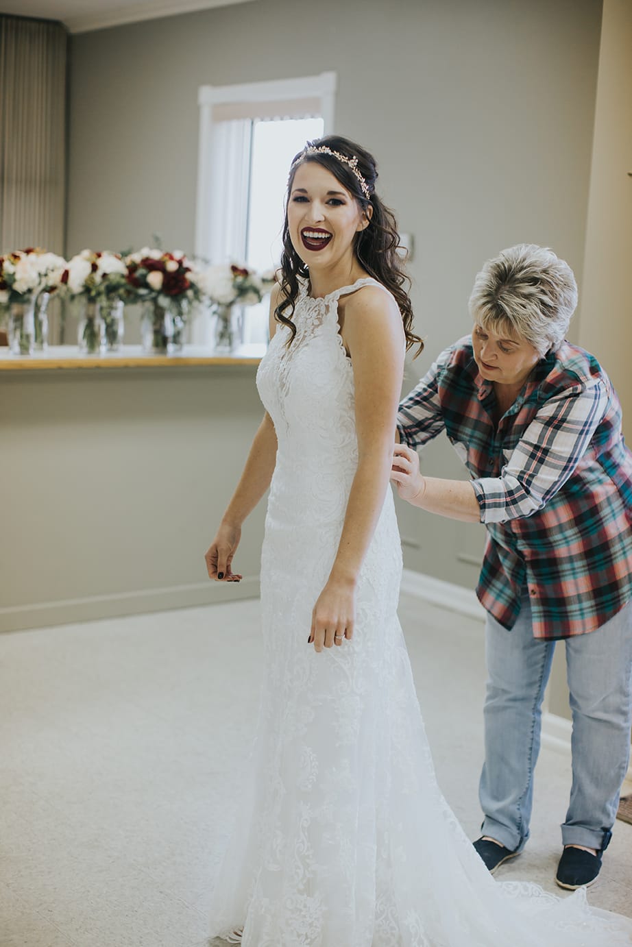 Fall Wedding with Retro-Modern Details - Midgley Bride is wearing Winifred by Sottero and Midgley