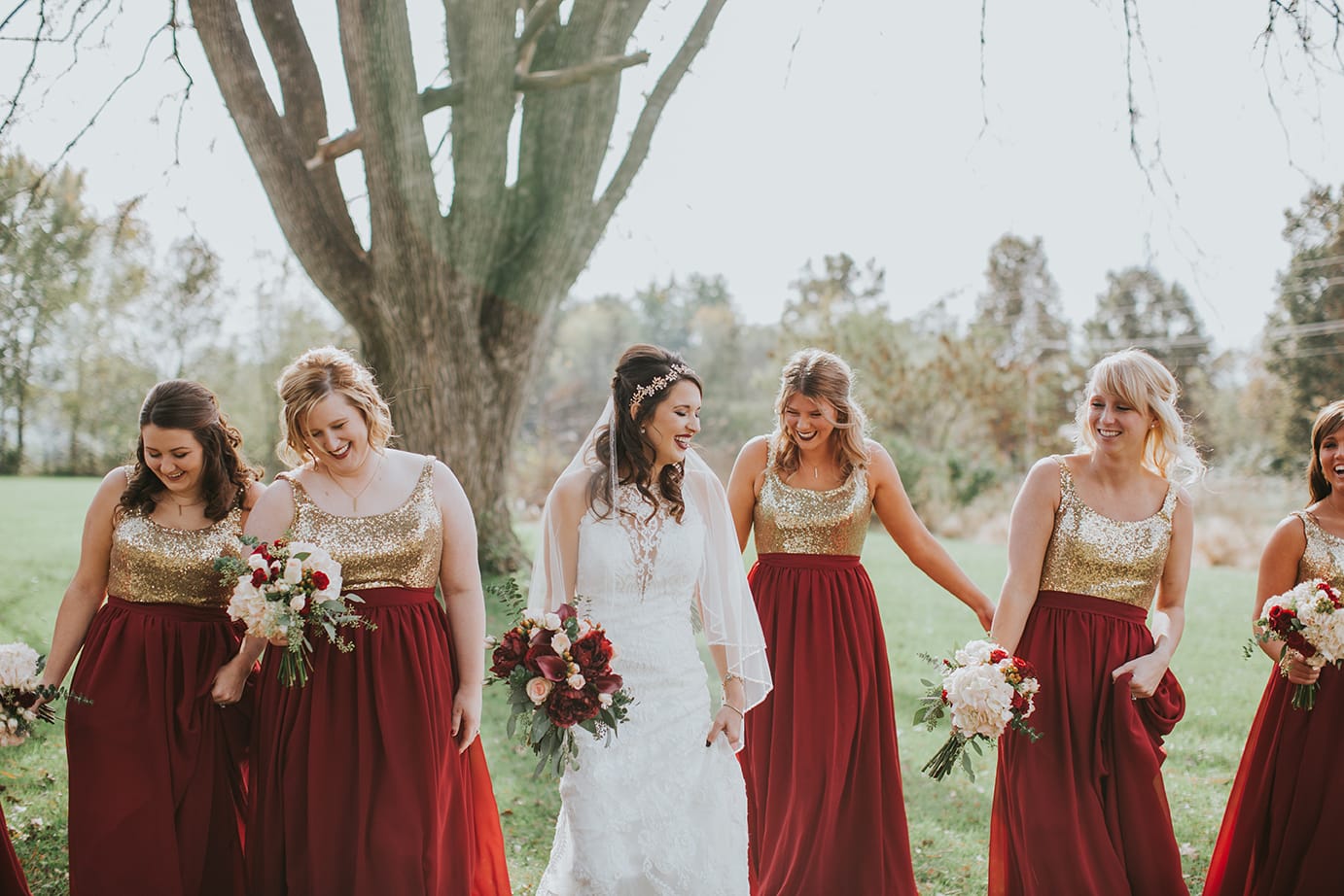 Fall Wedding with Retro-Modern Details - Midgley Bride is wearing Winifred by Sottero and Midgley