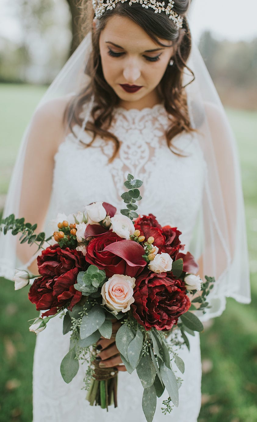 Fall Wedding with Retro-Modern Details - Midgley Bride is wearing Winifred by Sottero and Midgley