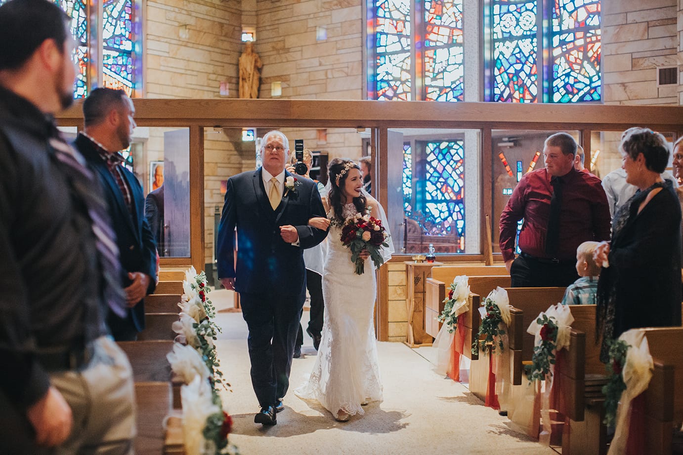 Fall Wedding with Retro-Modern Details - Midgley Bride is wearing Winifred by Sottero and Midgley