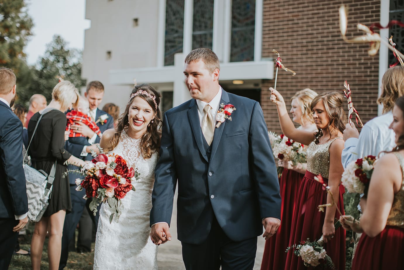 Fall Wedding with Retro-Modern Details - Midgley Bride is wearing Winifred by Sottero and Midgley