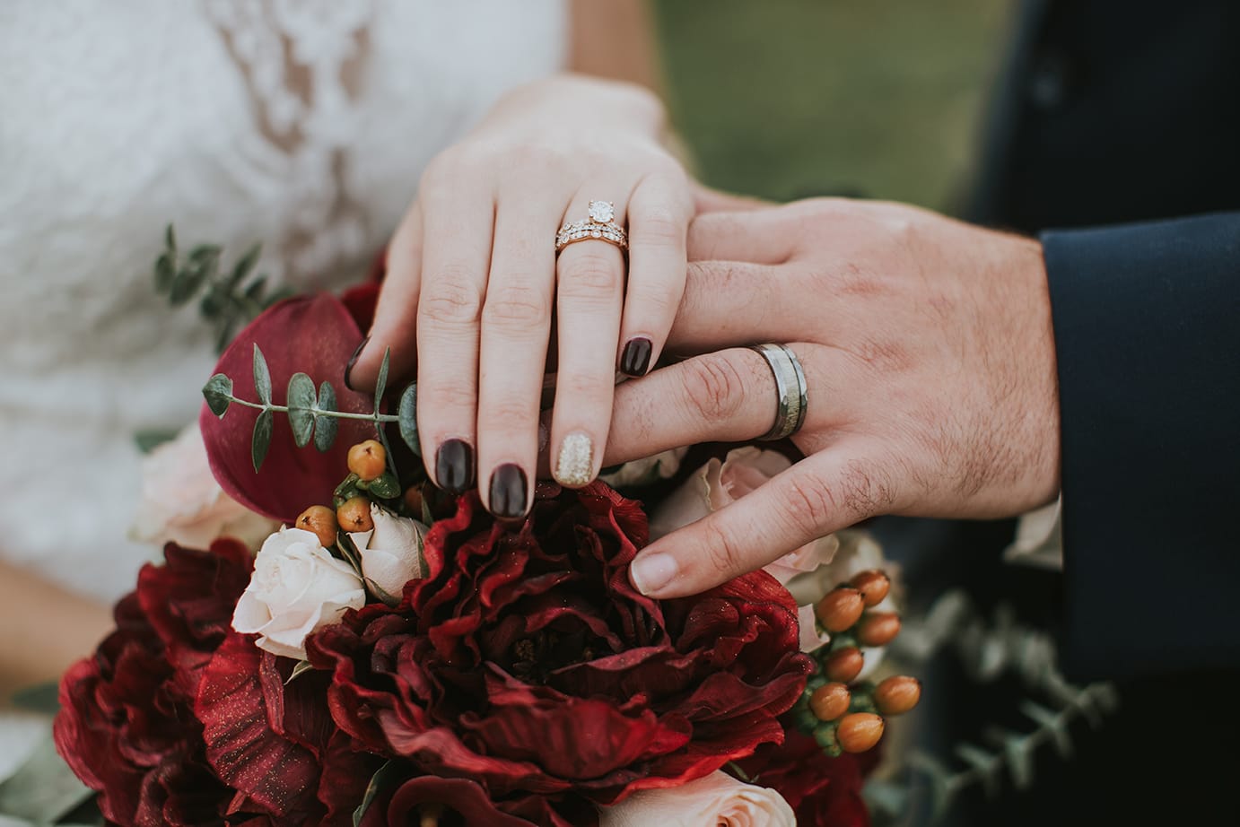 Fall Wedding with Retro-Modern Details - Midgley Bride is wearing Winifred by Sottero and Midgley