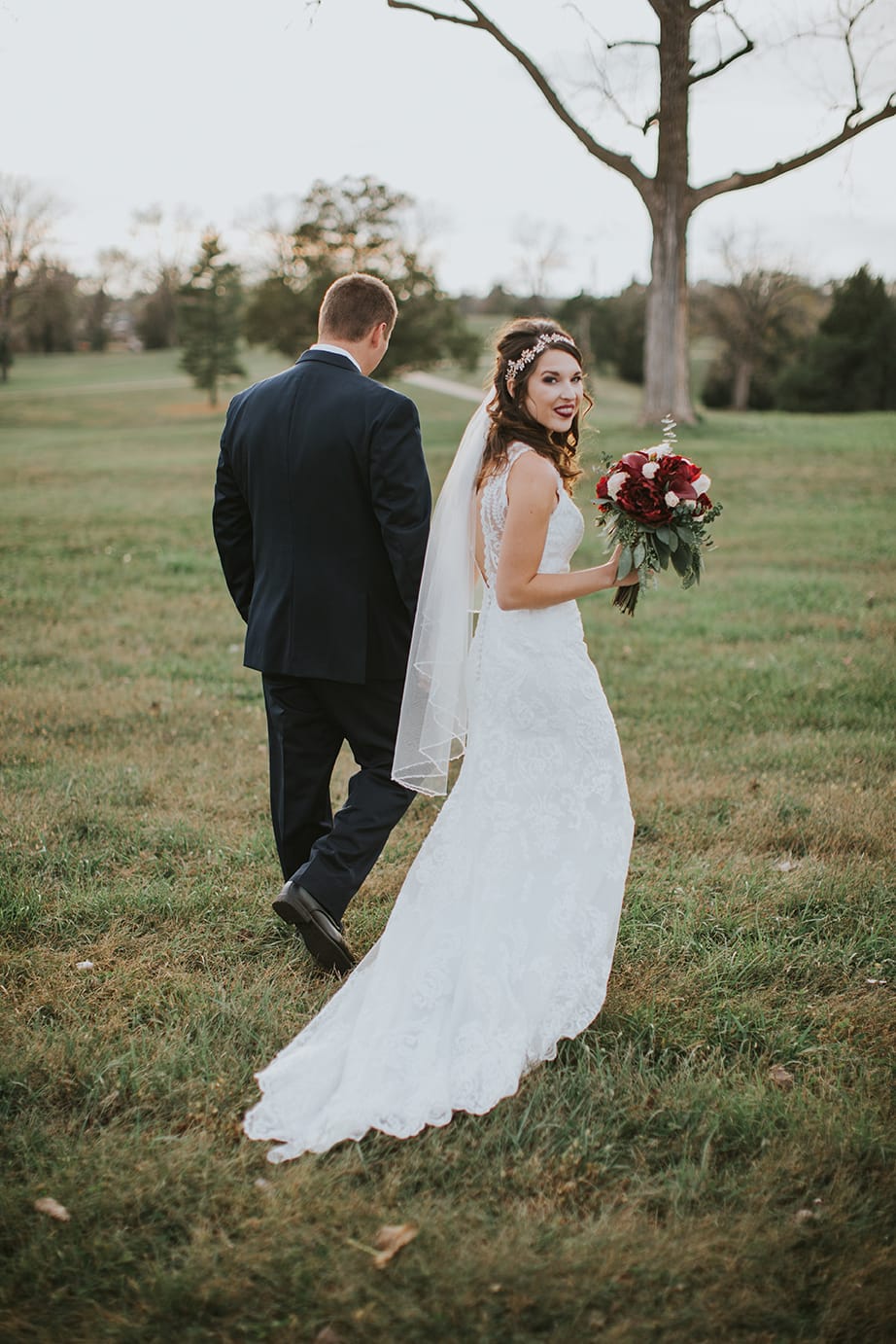 Fall Wedding with Retro-Modern Details - Midgley Bride is wearing Winifred by Sottero and Midgley