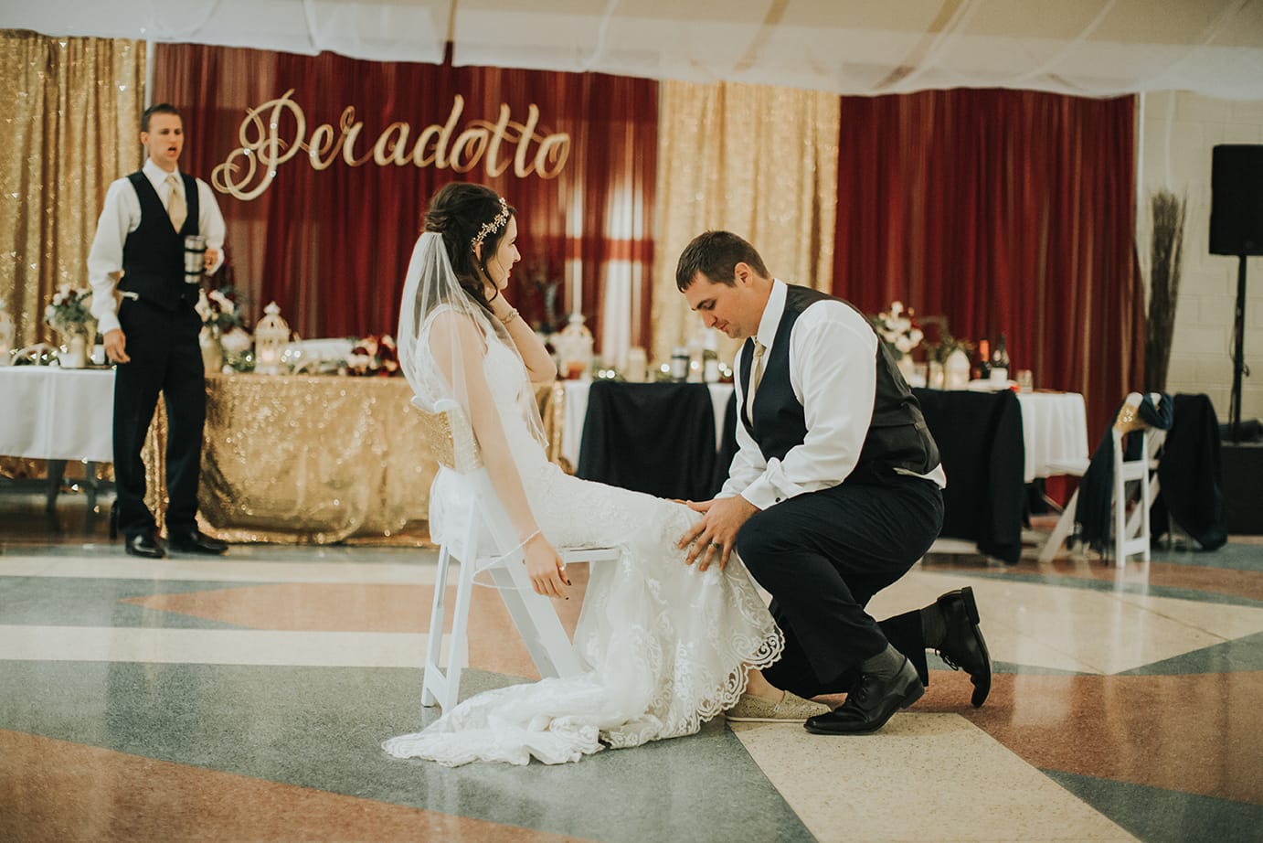 Fall Wedding with Retro-Modern Details - Midgley Bride is wearing Winifred by Sottero and Midgley