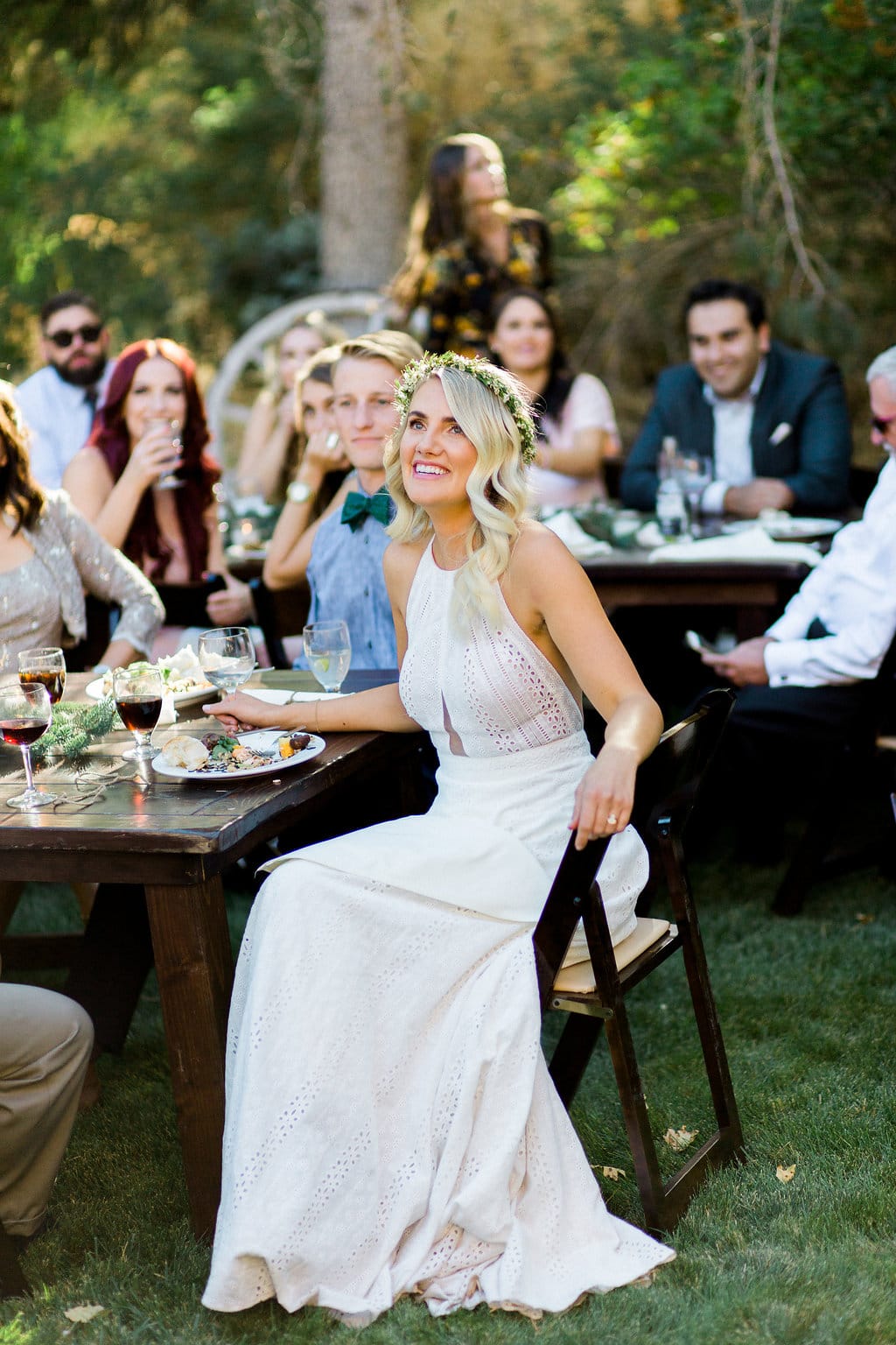 Eyelet Lace Wedding Gown in Utah Canyon Wedding - Midgley bride is wearing Nicole by Sottero and Midgley