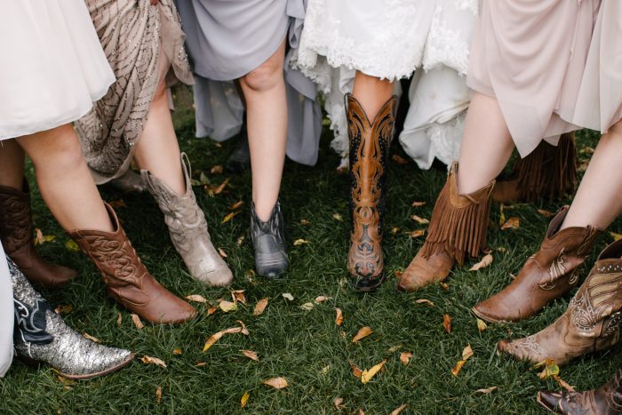 Bridesmaids Wearing Cowgirl Boots at Real Wedding
