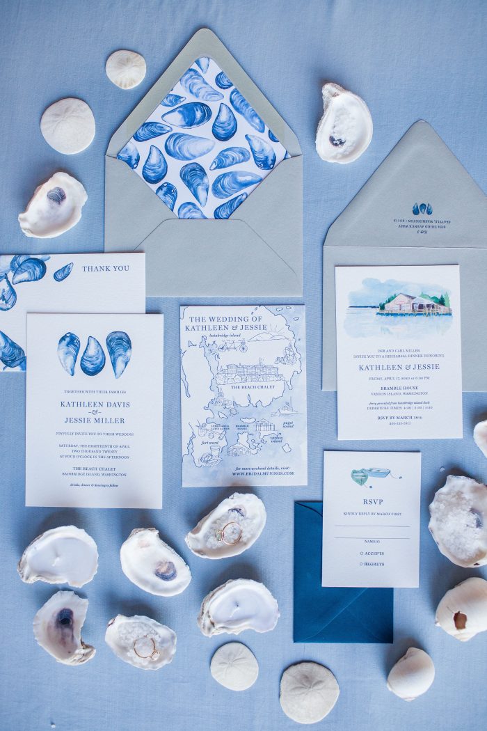Classic Blue Ocean-inspired Wedding Invitations