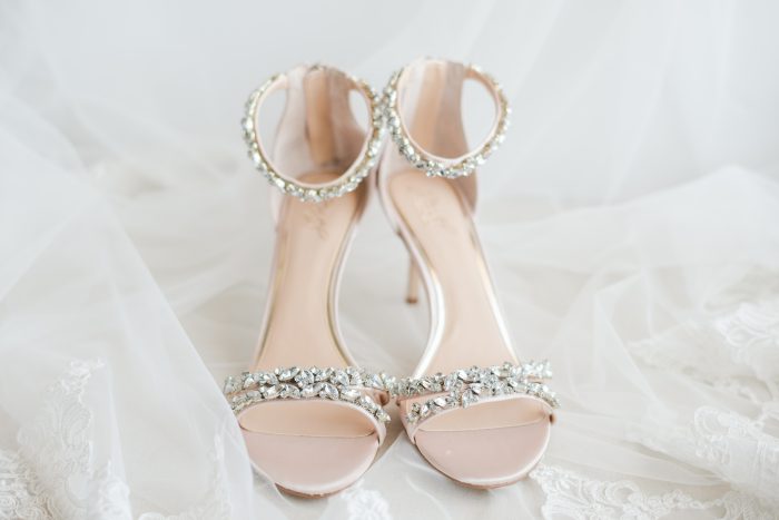 Open Toed Bridal Shoes with Thin Diamond Straps