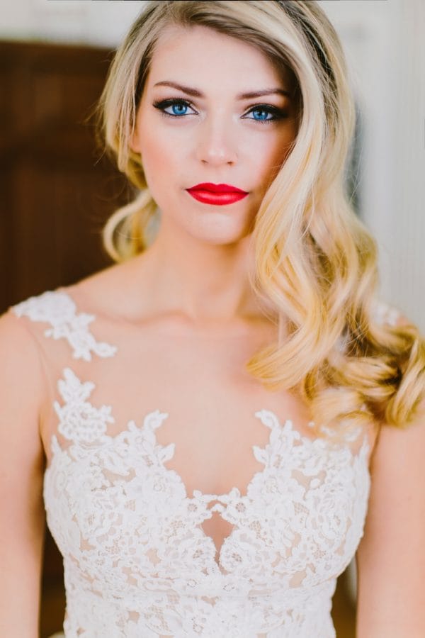 Bride Wearing Red Wedding Lipstick and the Perfect Pout