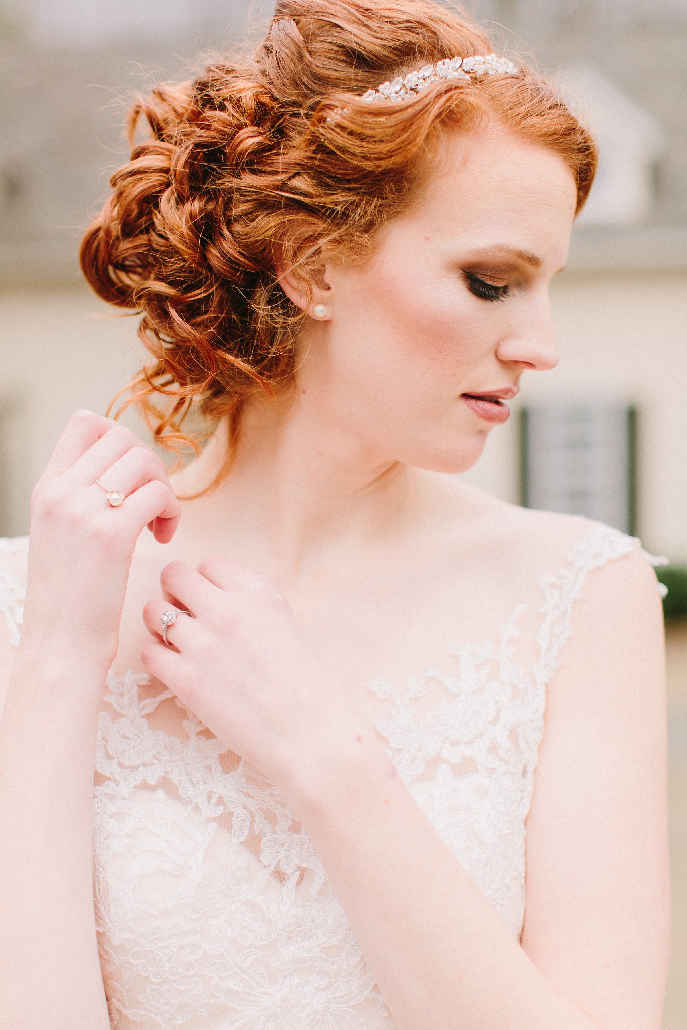 Winter Wedding Featuring Illusion Lace Wedding Dress Noelle - Meredith Sledge Photography