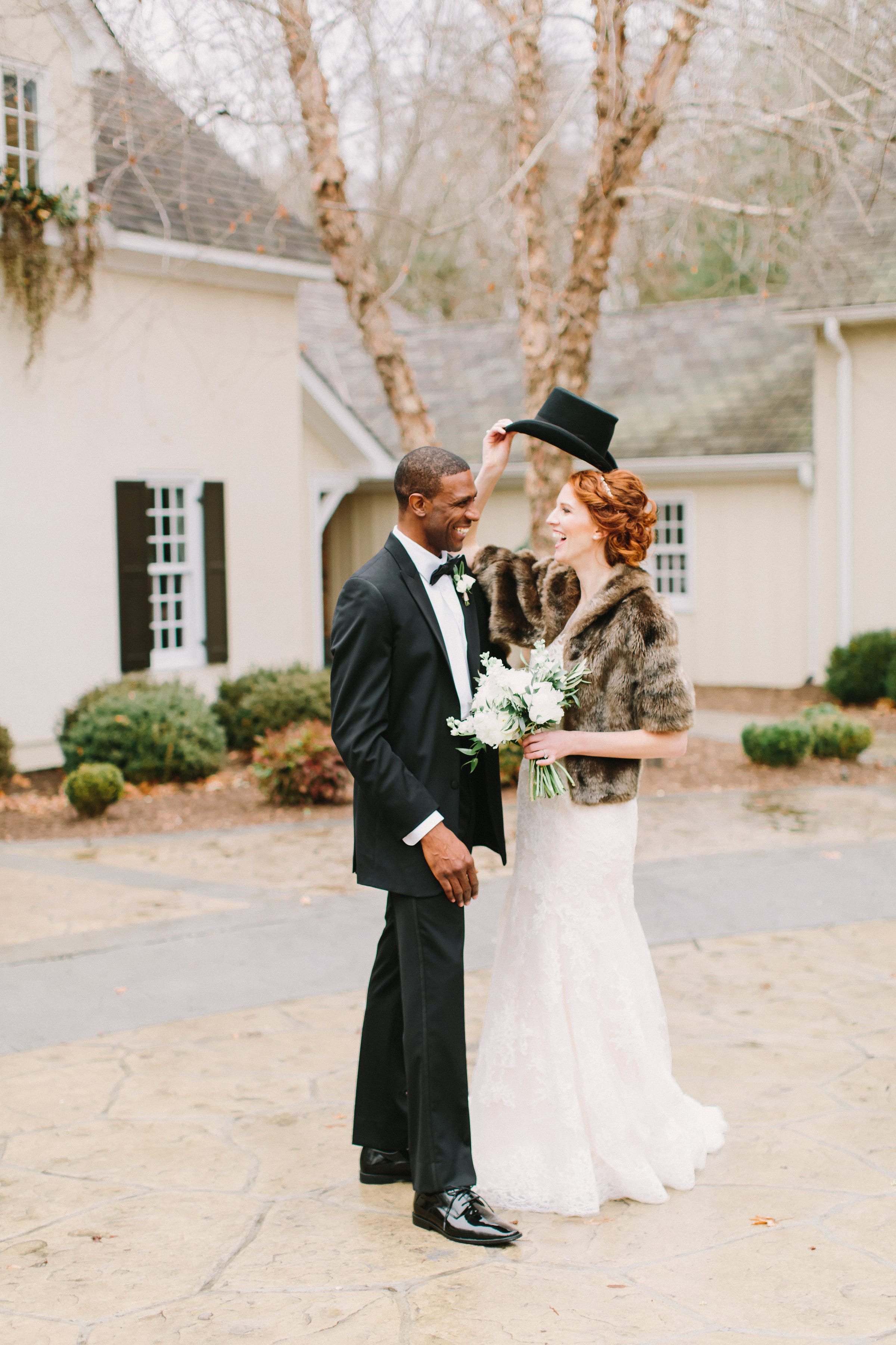 Winter Wedding Featuring Illusion Lace Wedding Dress Noelle - Meredith Sledge Photography