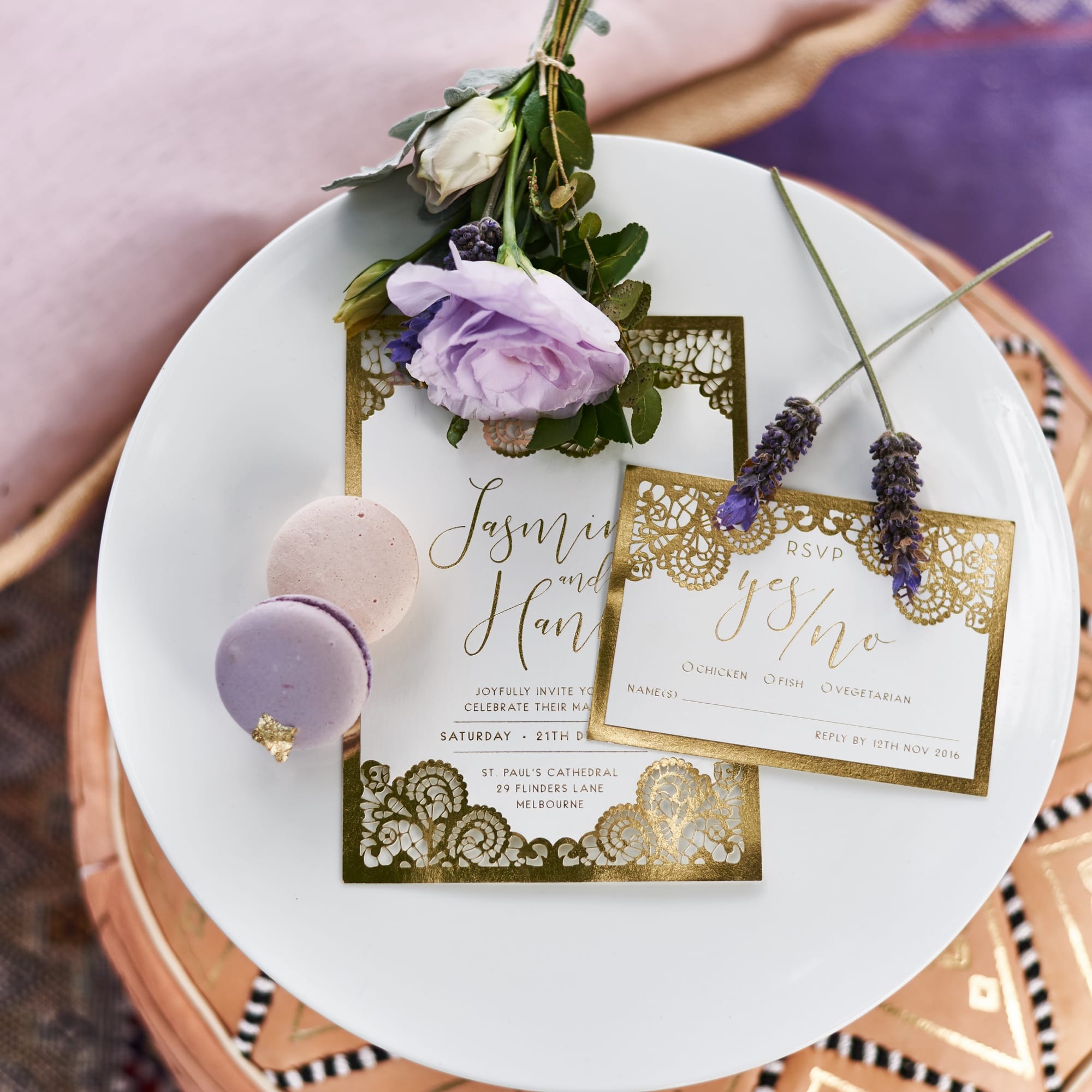 Amethyst and Lavender Styled Shoot Featuring Sleeve Wedding Dress