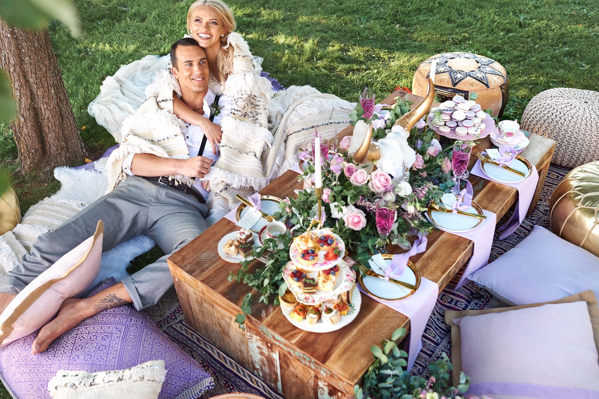 Amethyst and Lavender Styled Shoot Featuring Sleeve Wedding Dress