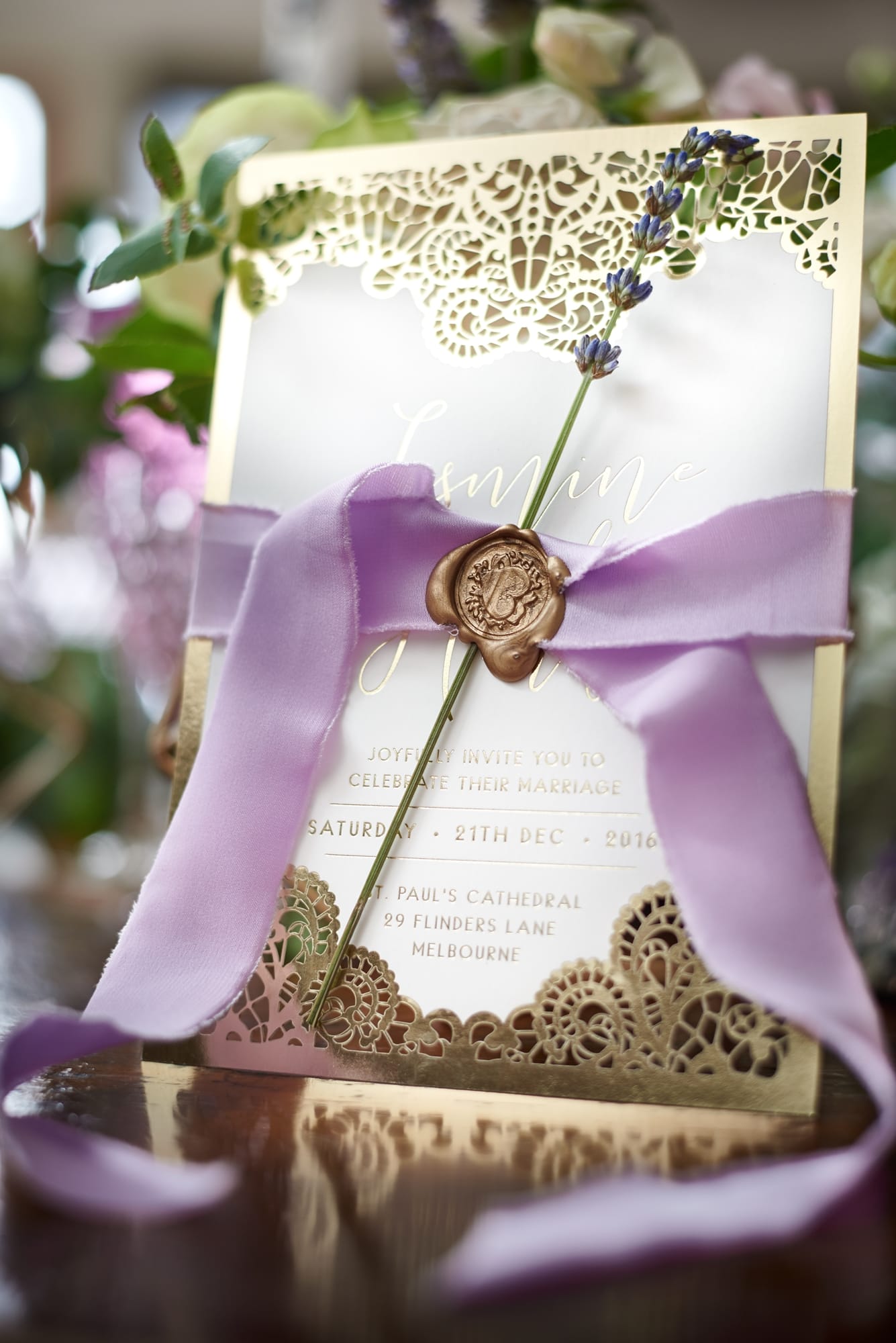 Amethyst and Lavender Styled Shoot Featuring Sleeve Wedding Dress