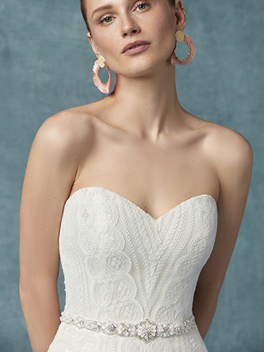 Unique wedding dresses with geometric lace | Geraldine lace wedding dress by Maggie Sottero