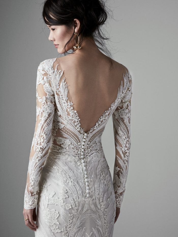 Model Wearing Ivory Wedding Gown Called Cory by Sottero and Midgley
